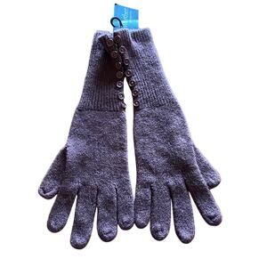 Fair Weather Accessories Brown Acrylic Knit Gloves with Button Trim NWT